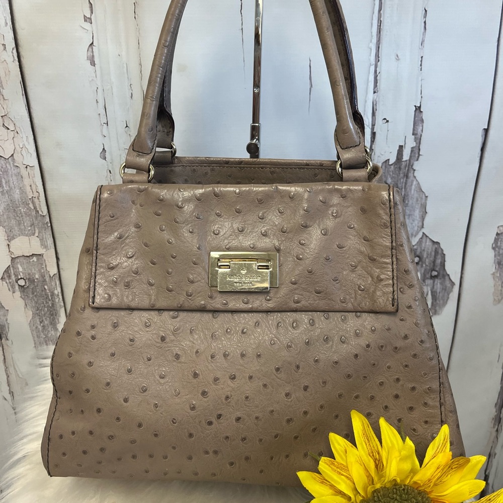 Kate Spade Windsor Square Beige Ostrich Satchel